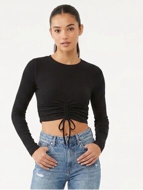 Forever 21 Black Crop Top With Built in Bra Size Small